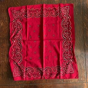 Vintage 1980s Bandana / Brich Red Cotton Scarf / Western Style Kerchief